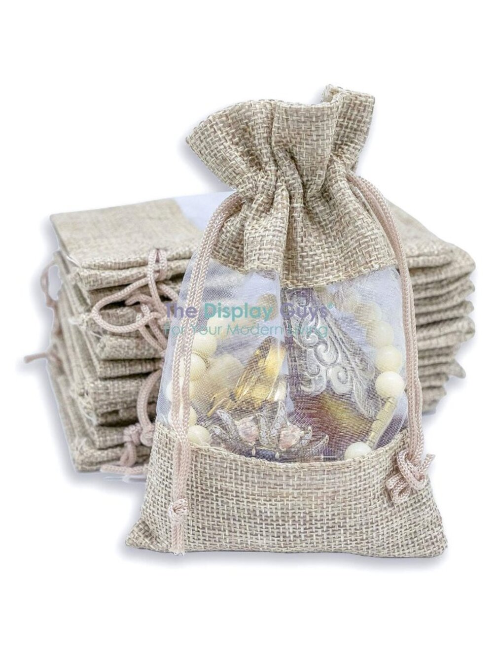 Jute Burlap Sheer Organza Gift Bags Drawstring 5x7 Party Favors